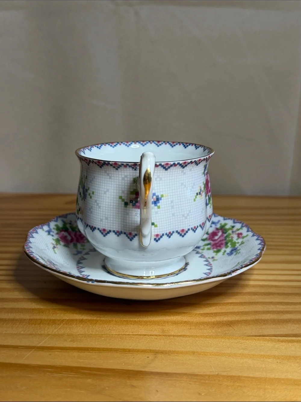 Vintage Royal Albert Petit Point Teacup & Saucer Set Fine Bone China England